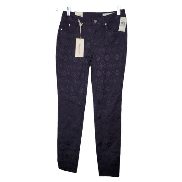 Two by Vince Camuto Blue Nordic Pattern Low Rise Skinny Pants Women Sz 25/0 - Picture 4 of 9